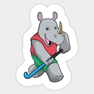 Rhino at Hockey with Hockey bat Sticker